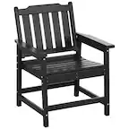 Front. Outsunny - Patio Chair with Armrests, Slatted Back Armchair - Black.