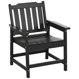Outsunny - Patio Chair with Armrests, Slatted Back Armchair - Black