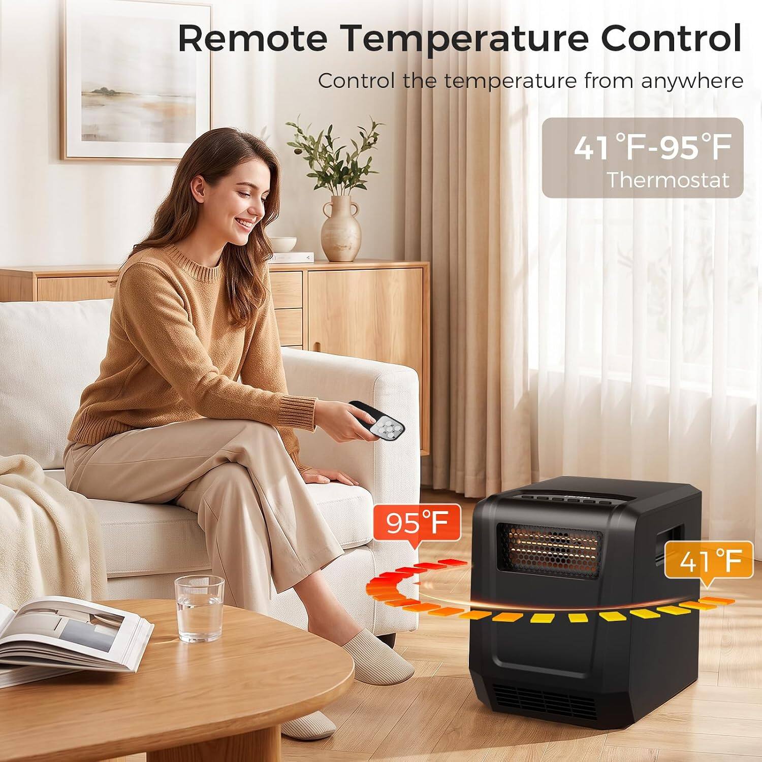 Remote Temperature Control  
Control the temperature from anywhere  
41°F-95°F Thermostat  
95°F  
41°F