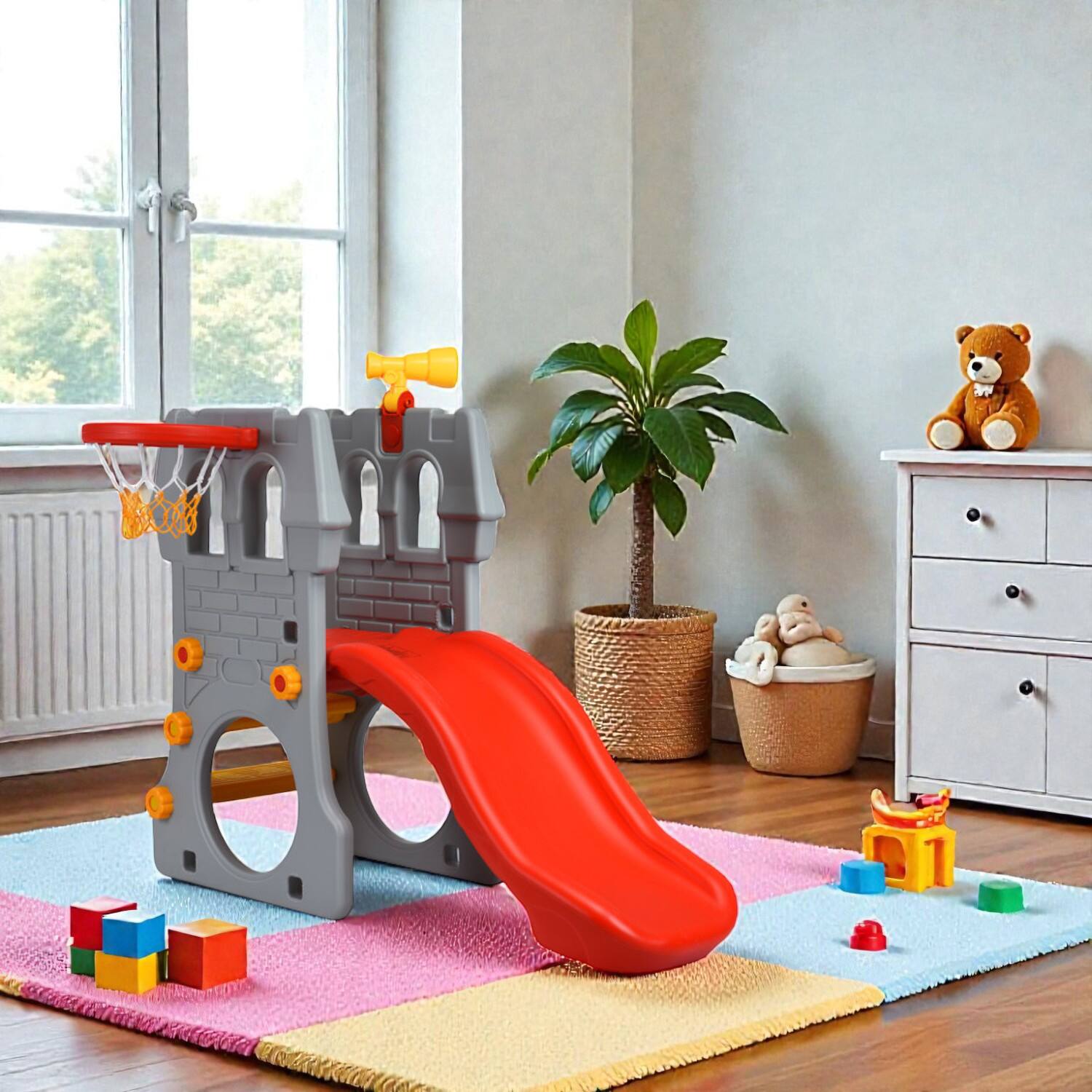 BreeBe - 5-in-1 Kids Activity Playset with Slide, Climber, Hoop, and Telescope - Multicolor price history on PriceWatchPro