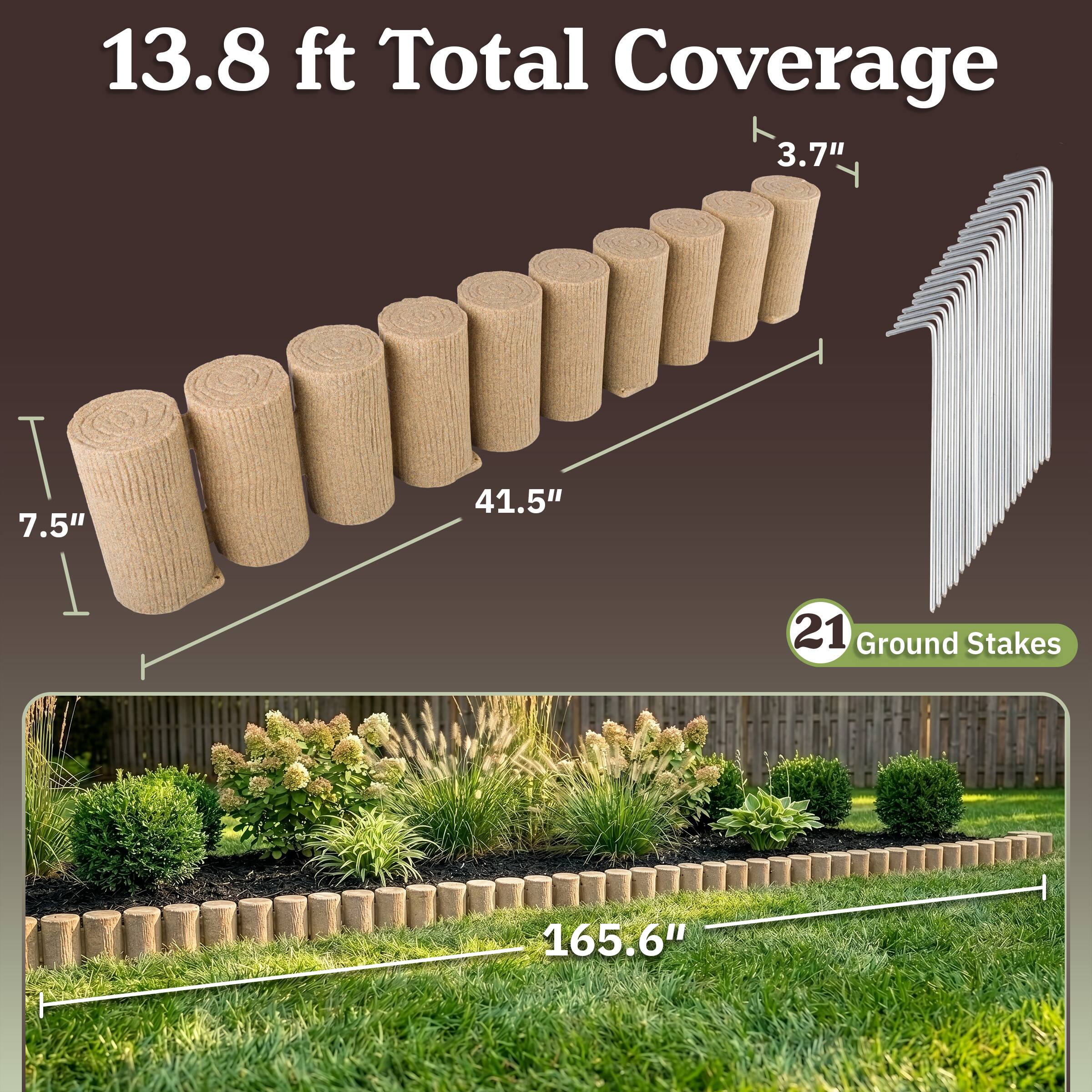 13.8 ft Total Coverage  
3.7" T  
7.5" I  
41.5"  
21 Ground Stakes  
165.6"