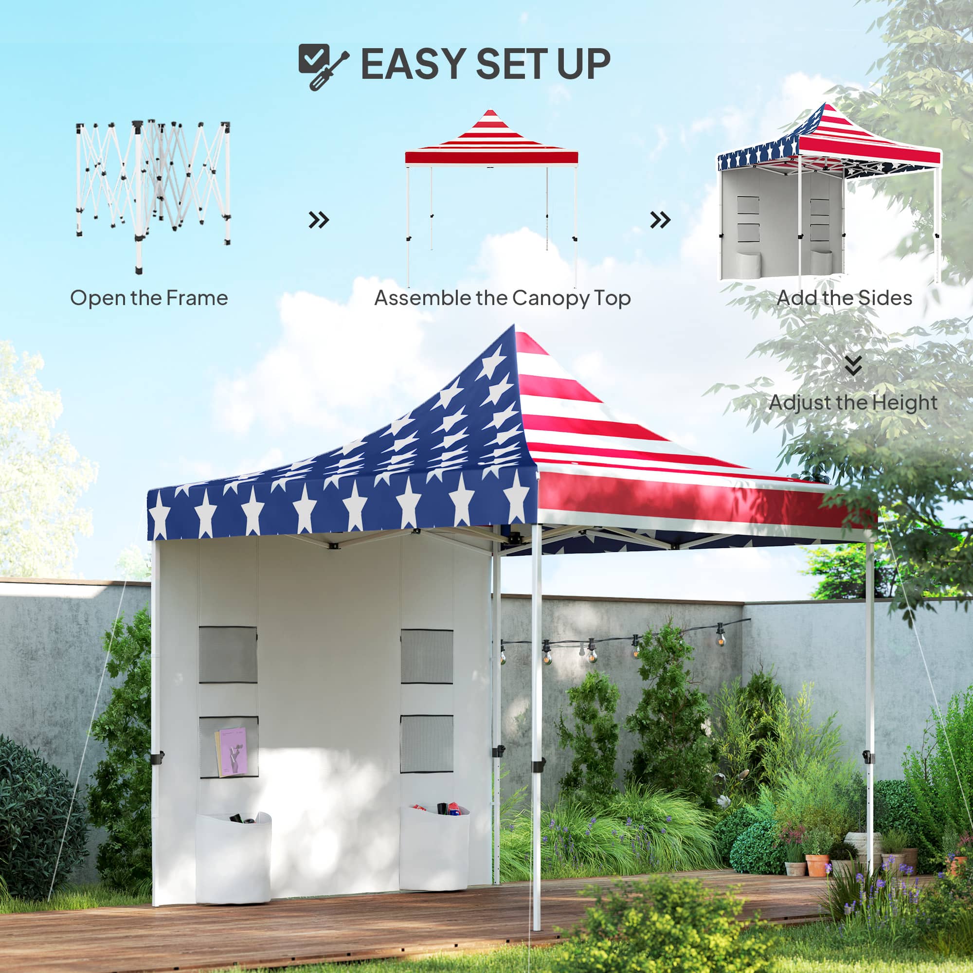 Outsunny x 10' Heavy Duty Pop Up Canopy Tent with Sidewall, UPF50+
