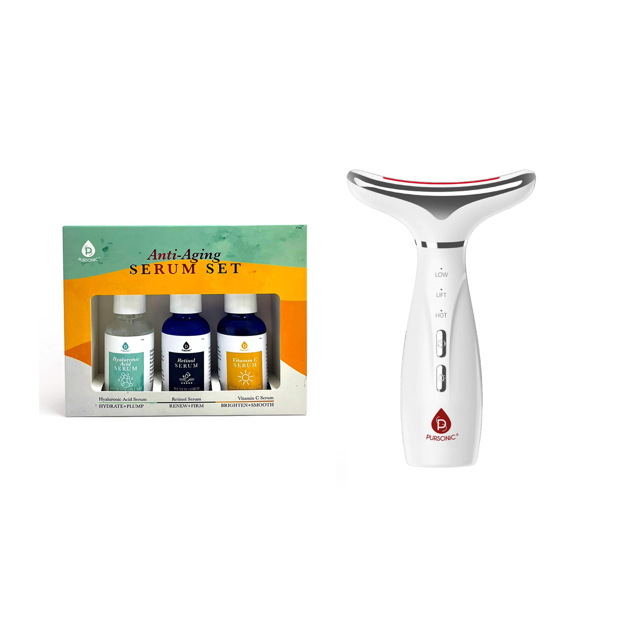 Pursonic - 7-in-1 Facial Therapy Device & Anti-Aging Serum Bundle