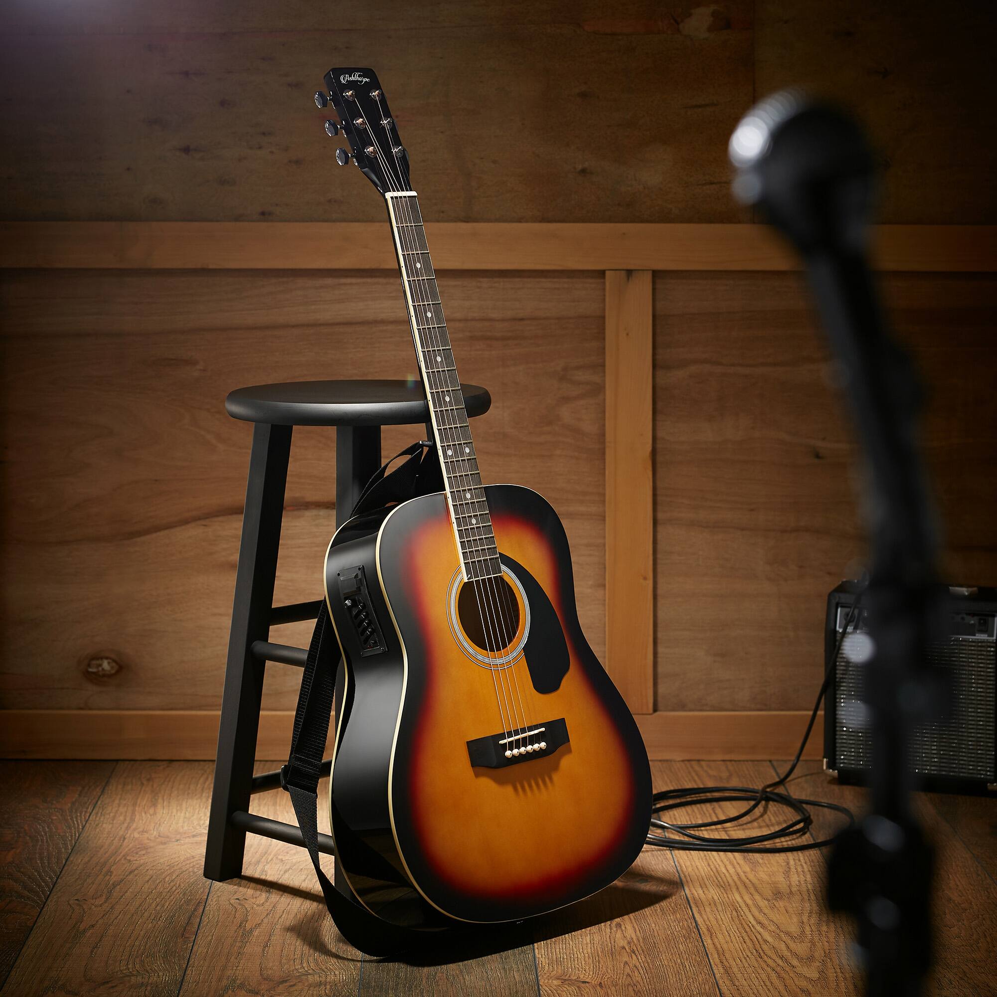 Alt View 1. Ashthorpe - Full-Size Dreadnought Acoustic-Electric Guitar Bundle - Tonewoods - Sunburst.