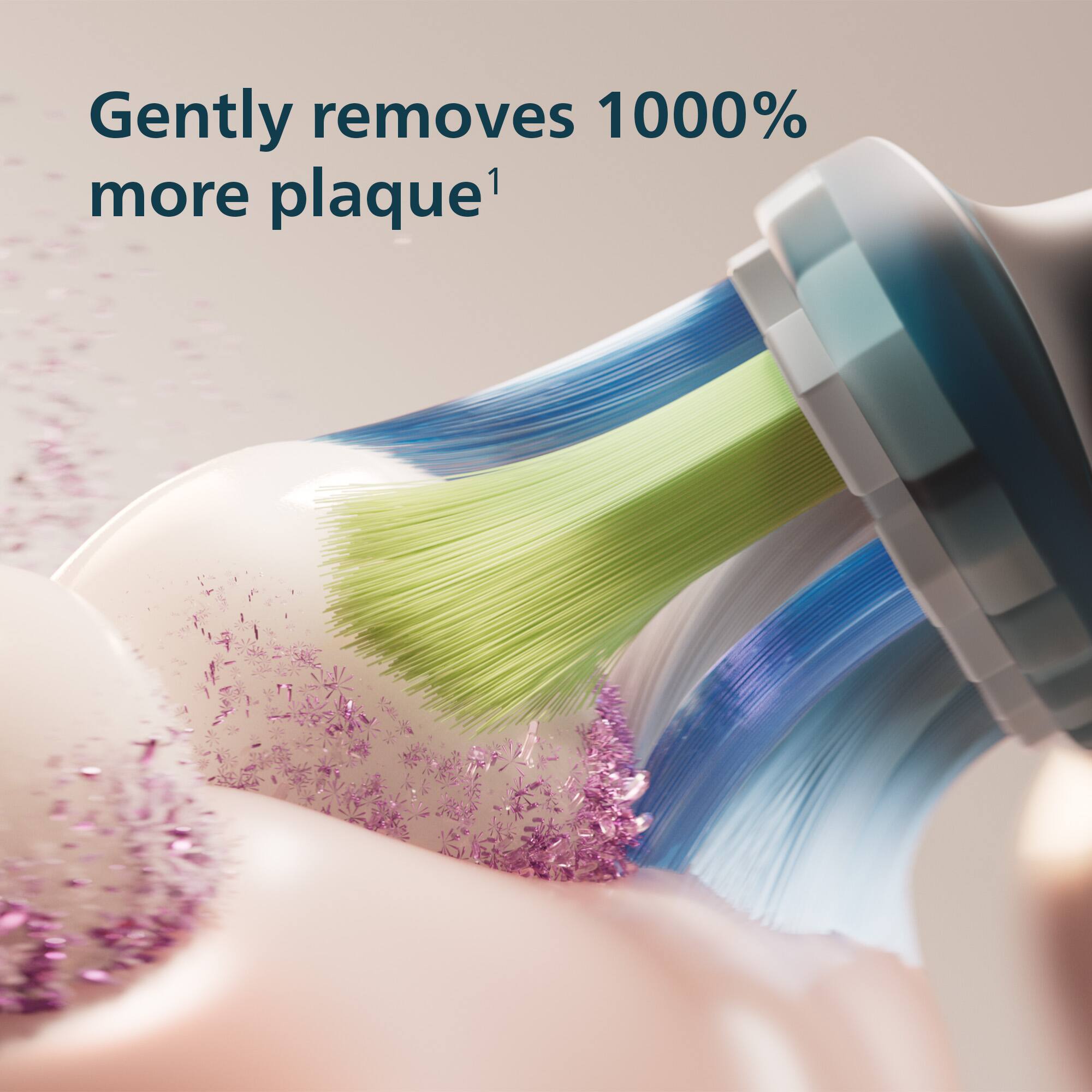Gently removes 1000% more plaque¹