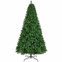 RYHNUYNE - 9FT Unlit Artificial Christmas Tree With Dense Realistic Spruce Branches and Metal Base - Green