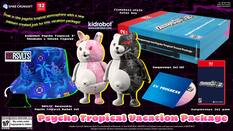 ALL ART NOT FINAL. TLMS NOT TO SCALE. SPIKE CHUNSOFT 2 LIMITED AVAILABILITY. RIMIENE. SWITCH clamshell-style EE outer. Soak in the psycho tropical atmosphere with a new pattern created just for this vacation package! Kidrobot Psycho Tropical 3" Monokuma & Monomi Figures. RSVLTS Reversible Psycho Tropical Bucket Hat. Danganronpa 2x2 OST IN PROGRESS. Danganronpa 2x2 game. Psycho Tropical Vacation Package. May contain MATURE content 17+. Psycho Tropical Vacation Package May be inappropriate for children. Spike Chunsoft. Nintendo Switch is a trademark of Nintendo. 2026 KIDROBOT. KIDROBOT and related marks and logos are trademarks of KIDROBOT. ESRB esrb.org. All rights reserved. All other trademarks and the copyrights are the property of their respective owners.