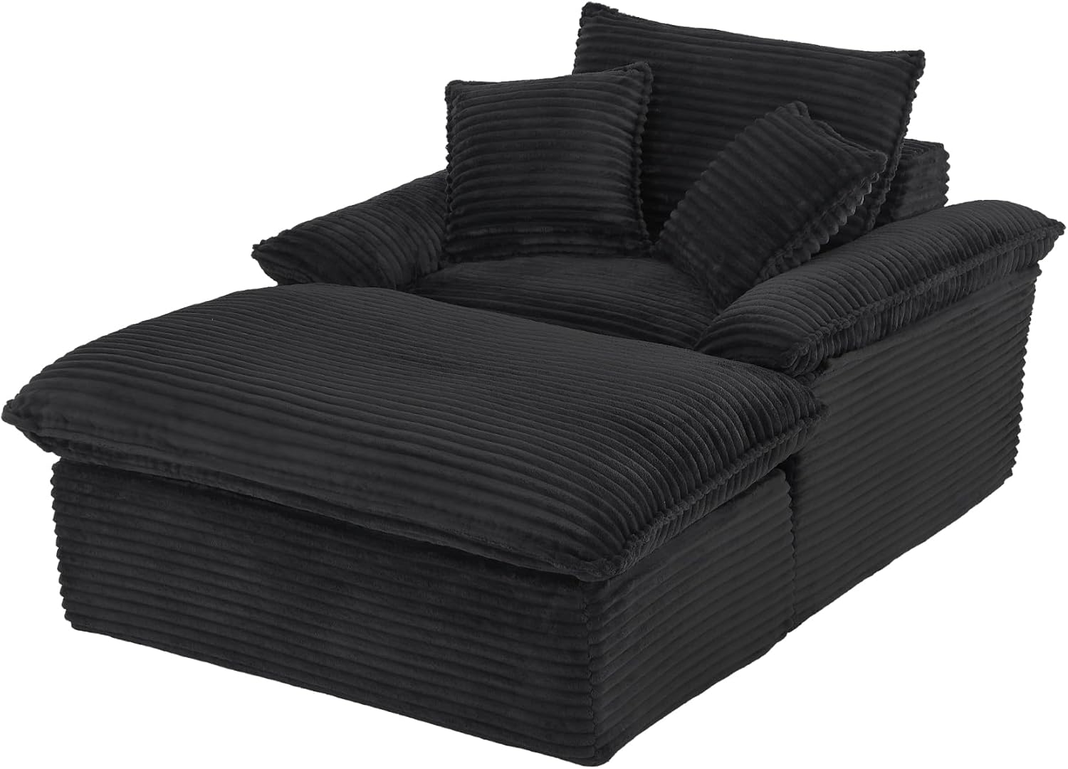 Alt View 7. Trinkets Crazed - Modern Oversized Single Sofa Chair with Footrest Upholstered Chaise Lounge - black.