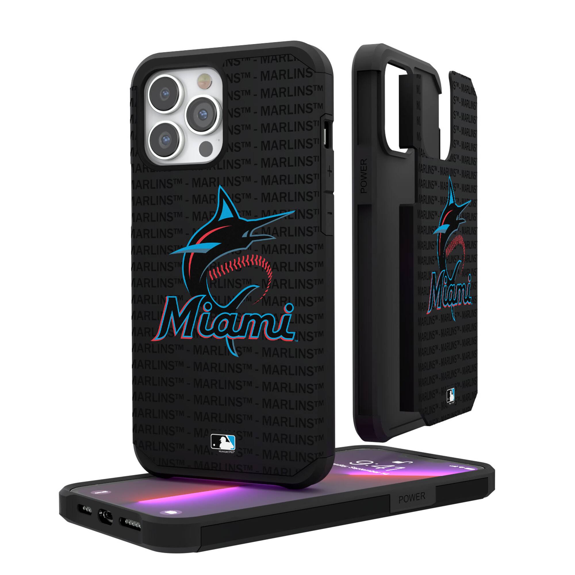 Keyscaper - MLB - Miami Marlins iPhone Text Backdrop Rugged Case - 15 - Multicolor price history on PriceWatchPro