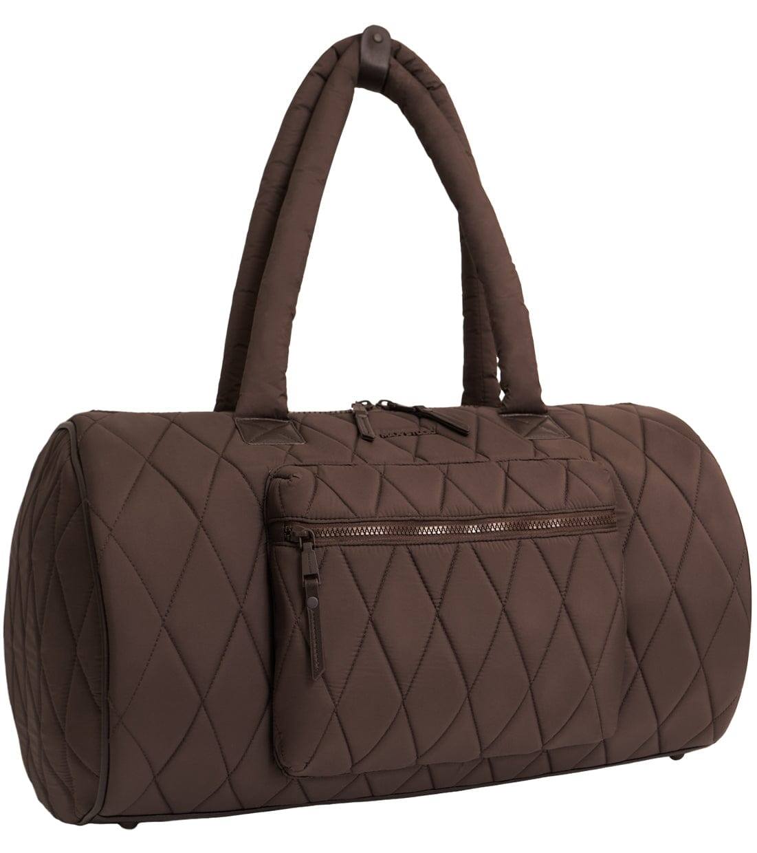 Front. Max Studio - 20-Inch Large Nylon Diamond-Quilted Roll-Front Duffle Bag - 236-CHOCOLATE.