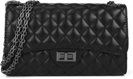 Vulpecula Spade - Quilted Crossbody Purse for Women Trendy Ladies Shoulder Bag with Chain Designer Purses - Black