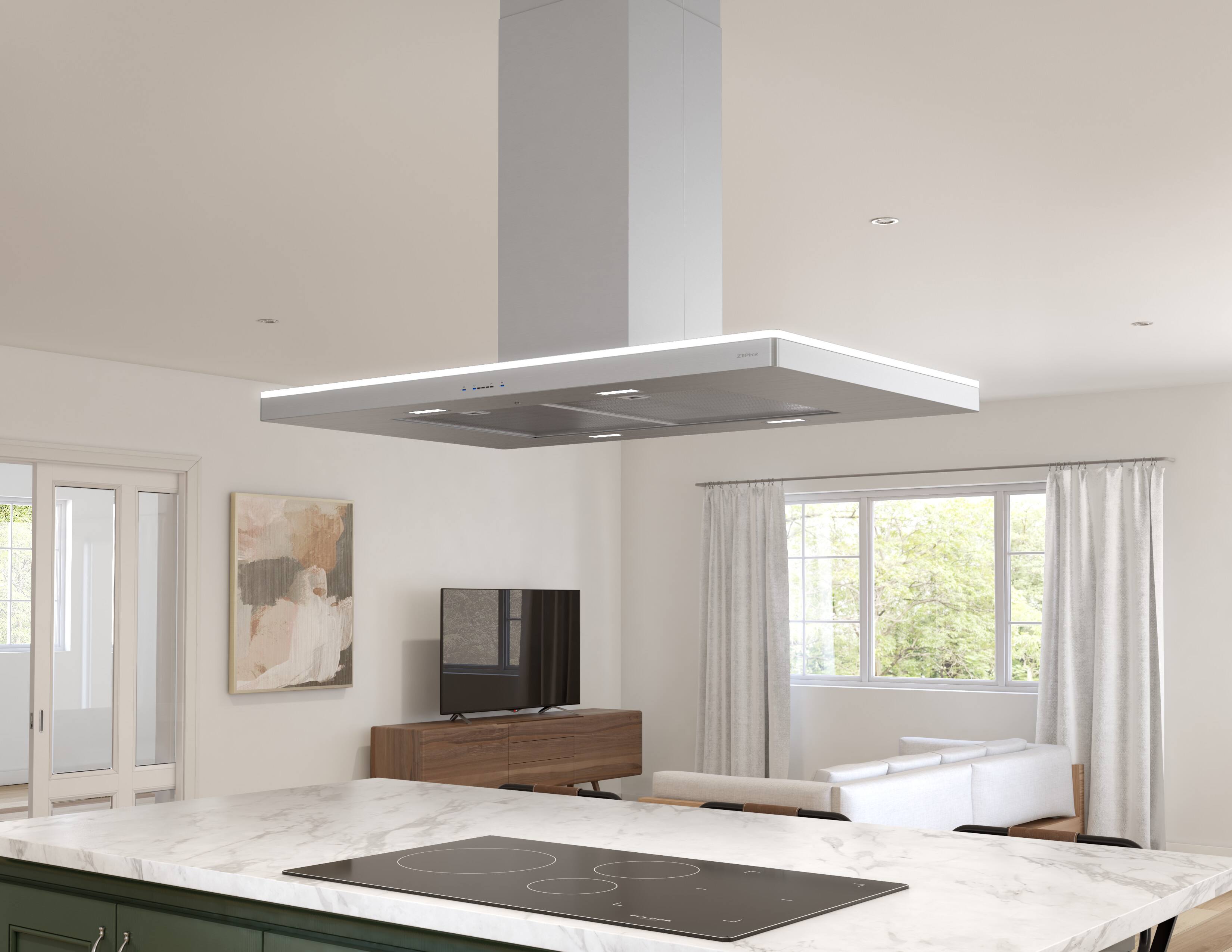 Alt View 12. Zephyr - Luce 42 in. 600 CFM Island Mount Range Hood with LED Light - Stainless Steel.