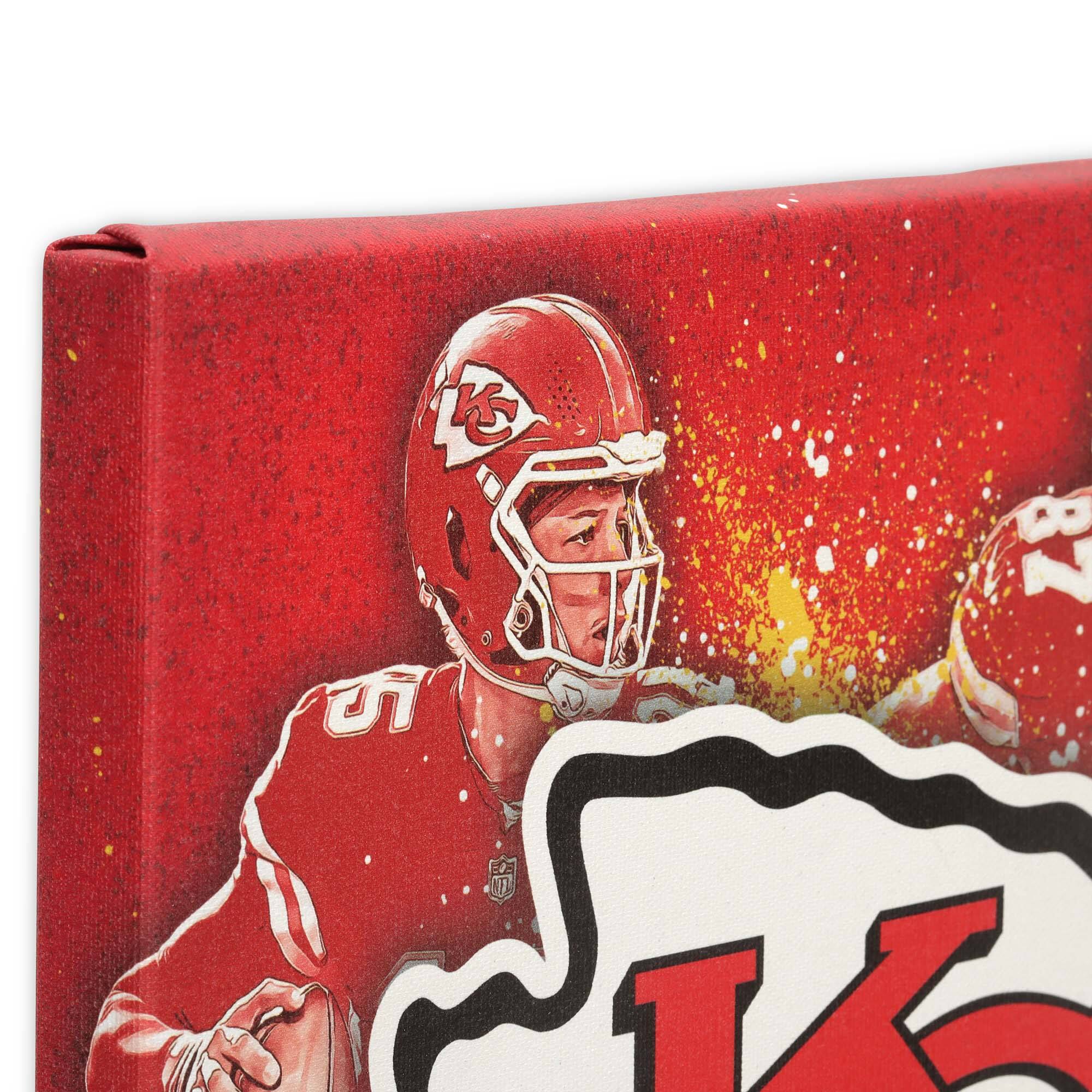 Alt View 3. Open Road Brands - Kansas City Chiefs 12" x 12" Team Logo and Players Splash Canvas Art - Multicolor.