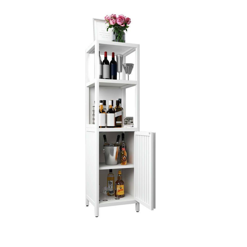 Alt View 5. Kadyn - A 52-foot-tall White linen tower bamboo storage cabinet, Suitable for main living spaces - White.