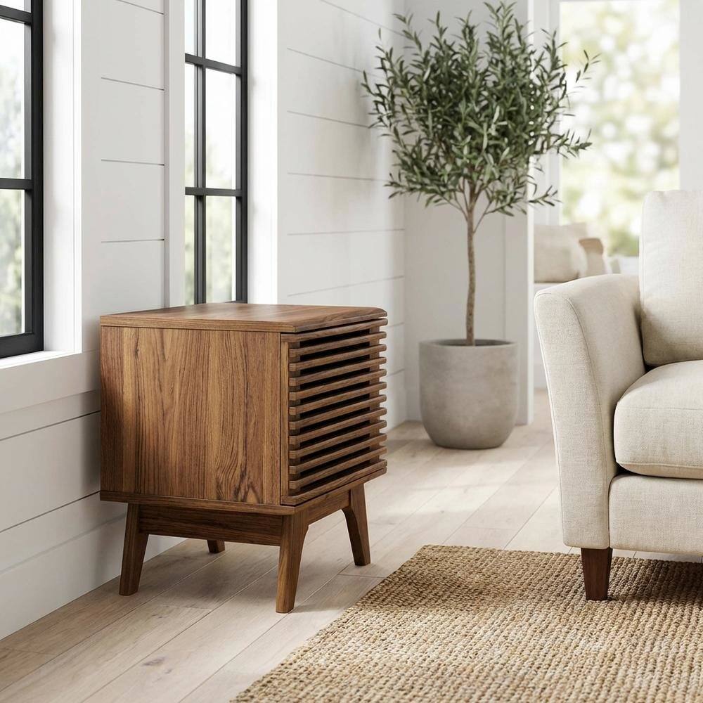 Angle. FurniFact - Wood Vinyl Record Display Stand in Brown, Compact Design, Durable Construction - Brown.
