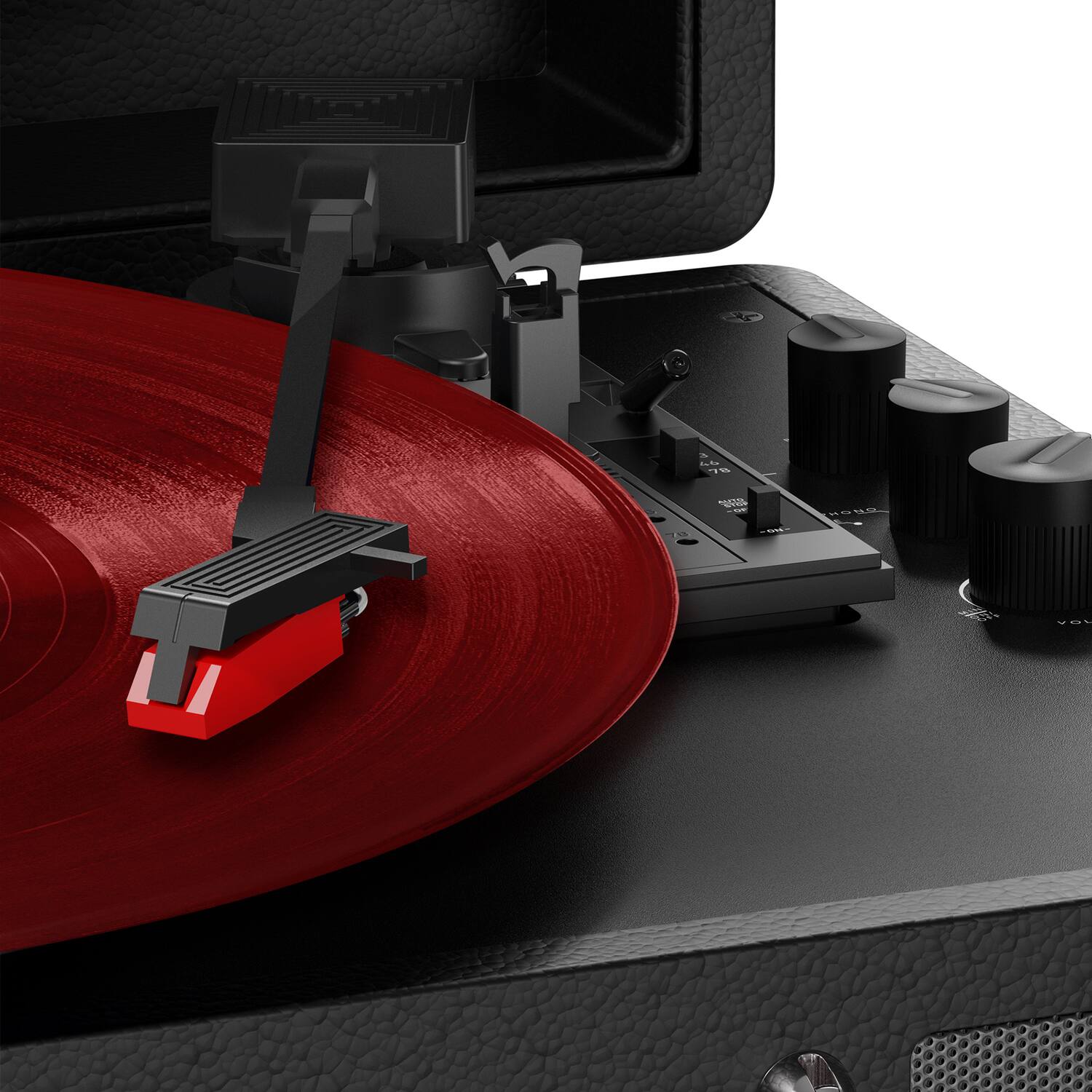 Alt View 1. Mixx - 5-Watt Revival 55 3-Speed Belt-Drive Manual Suitcase Record Player with Built-in Speakers, Bluetooth - Black.