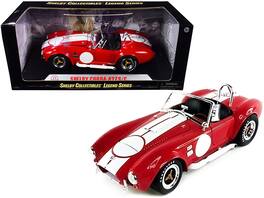 Shelby Collectibles - 1965 Shelby Cobra 427 S/C Stripes with Printed Carroll Shelby's Signature on the Trunk 1/18 - Red with White
