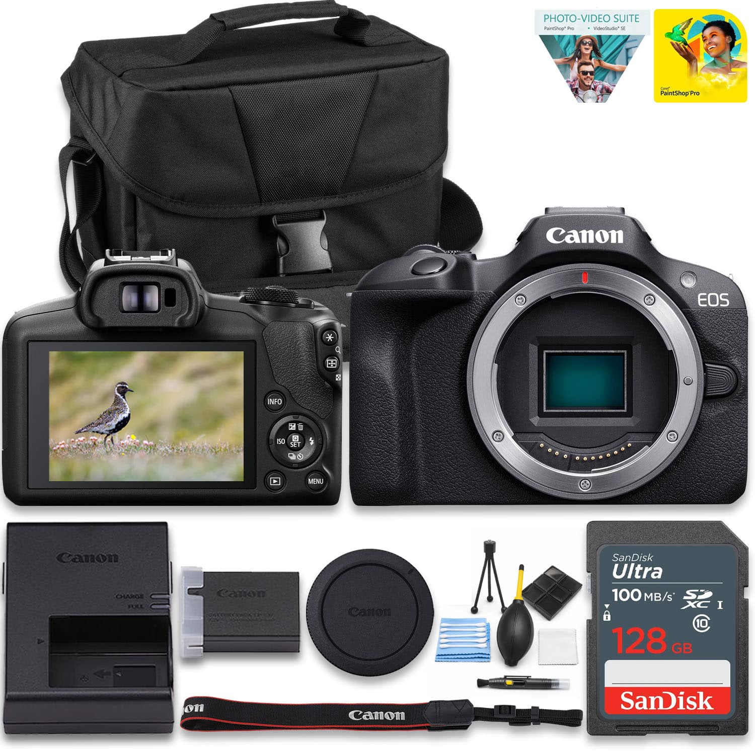 Bundle - Canon - EOS R50 Mirrorless Camera 24.2MP APS-C 4K Video Wi-Fi & Bluetooth Vlogging Camera with 128GB SDXC Memory - Black