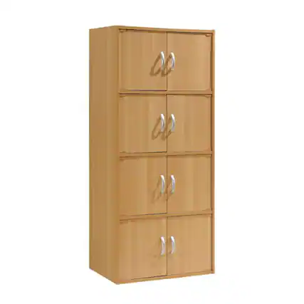 Front. Hodedah - Hodedah 8 Door Enclosed Multipurpose Storage Cabinet for Home and Office, Beech - Beech.