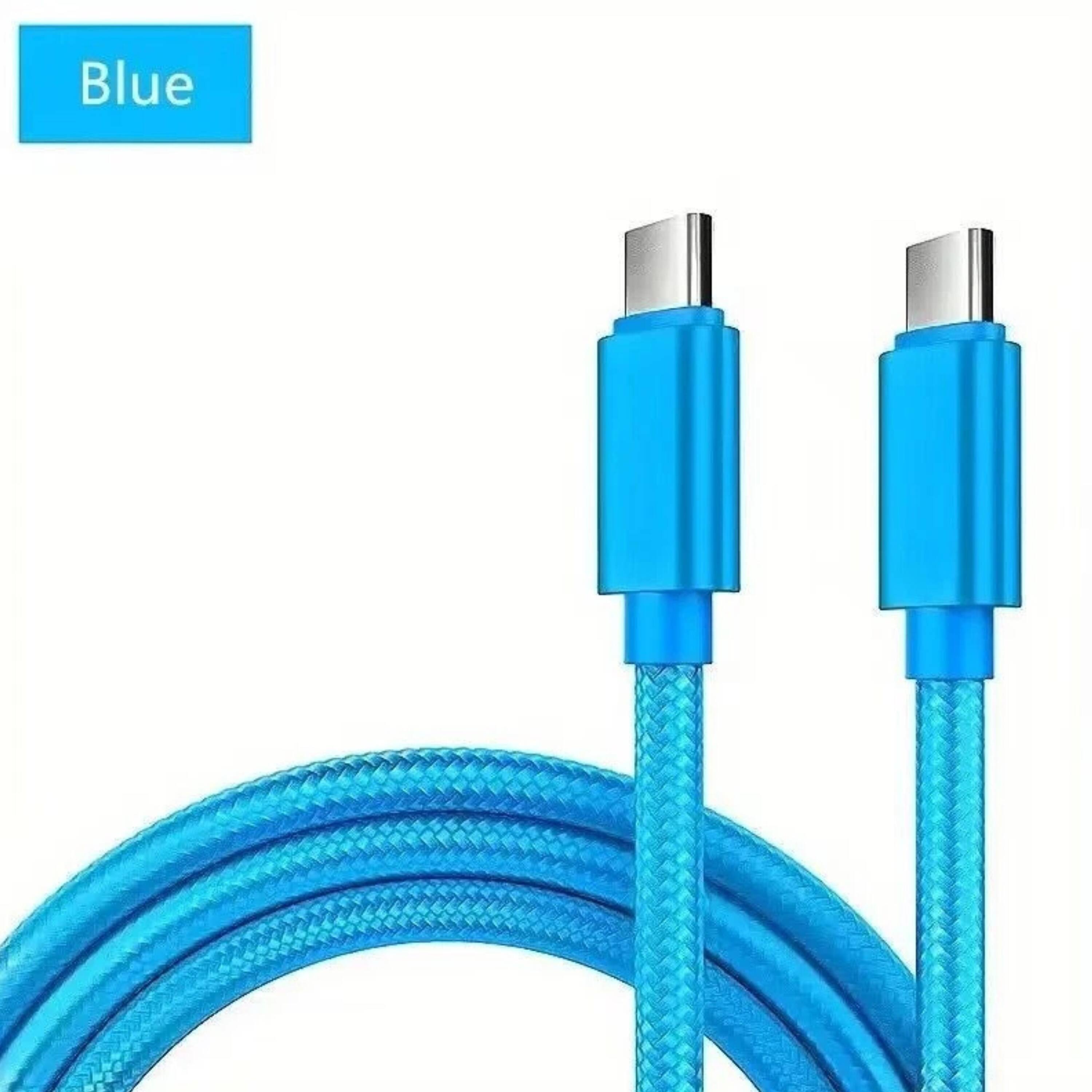 Angle. Kitcheniva - Premium USB-C to USB-C Fast Charging Data Sync Charger Cable Cord 3Ft Blue - Blue.