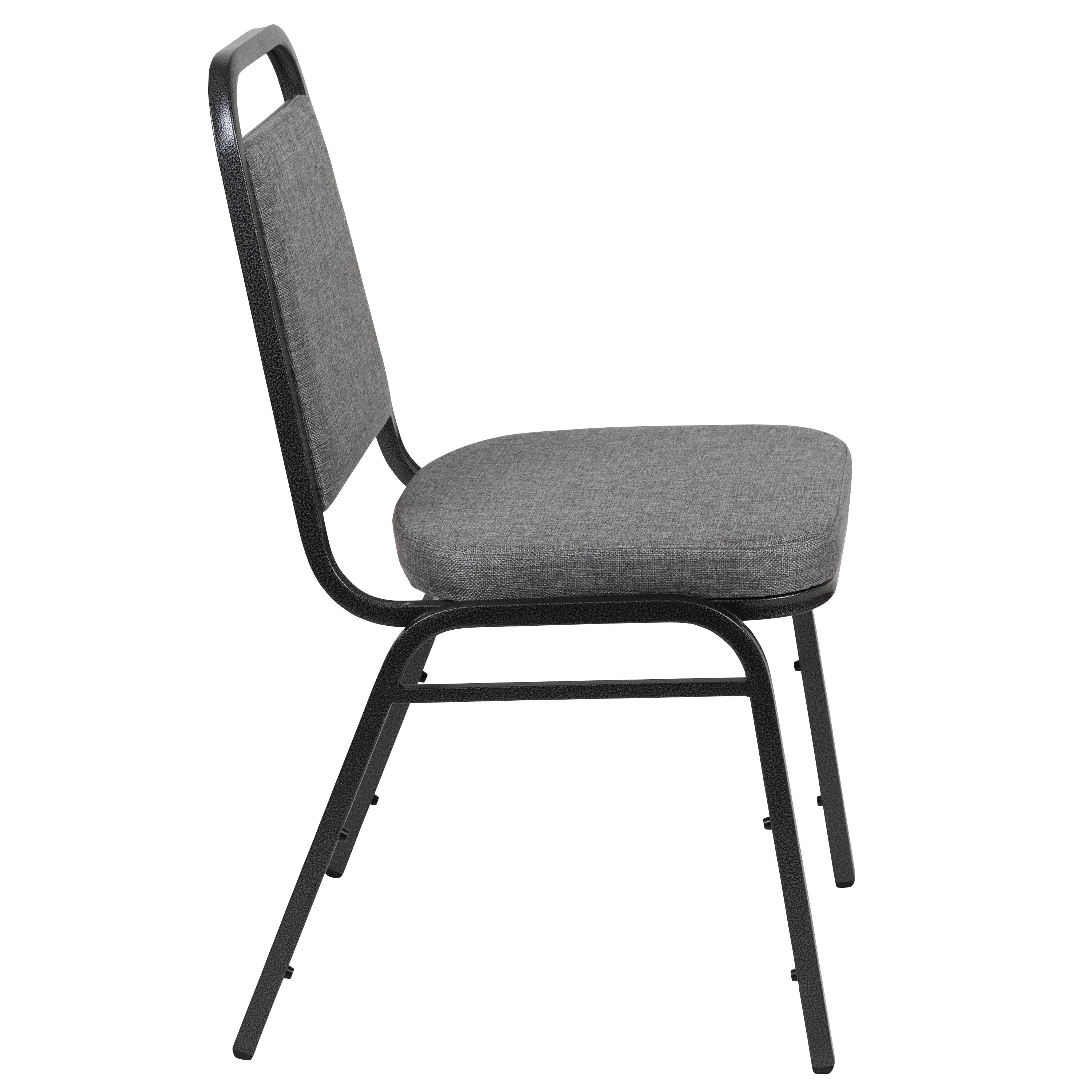 Alt View 7. Emma + Oliver - 4 Pack Trapezoidal Back Stacking Banquet Chair - Gray Fabric/Silver Vein Frame.