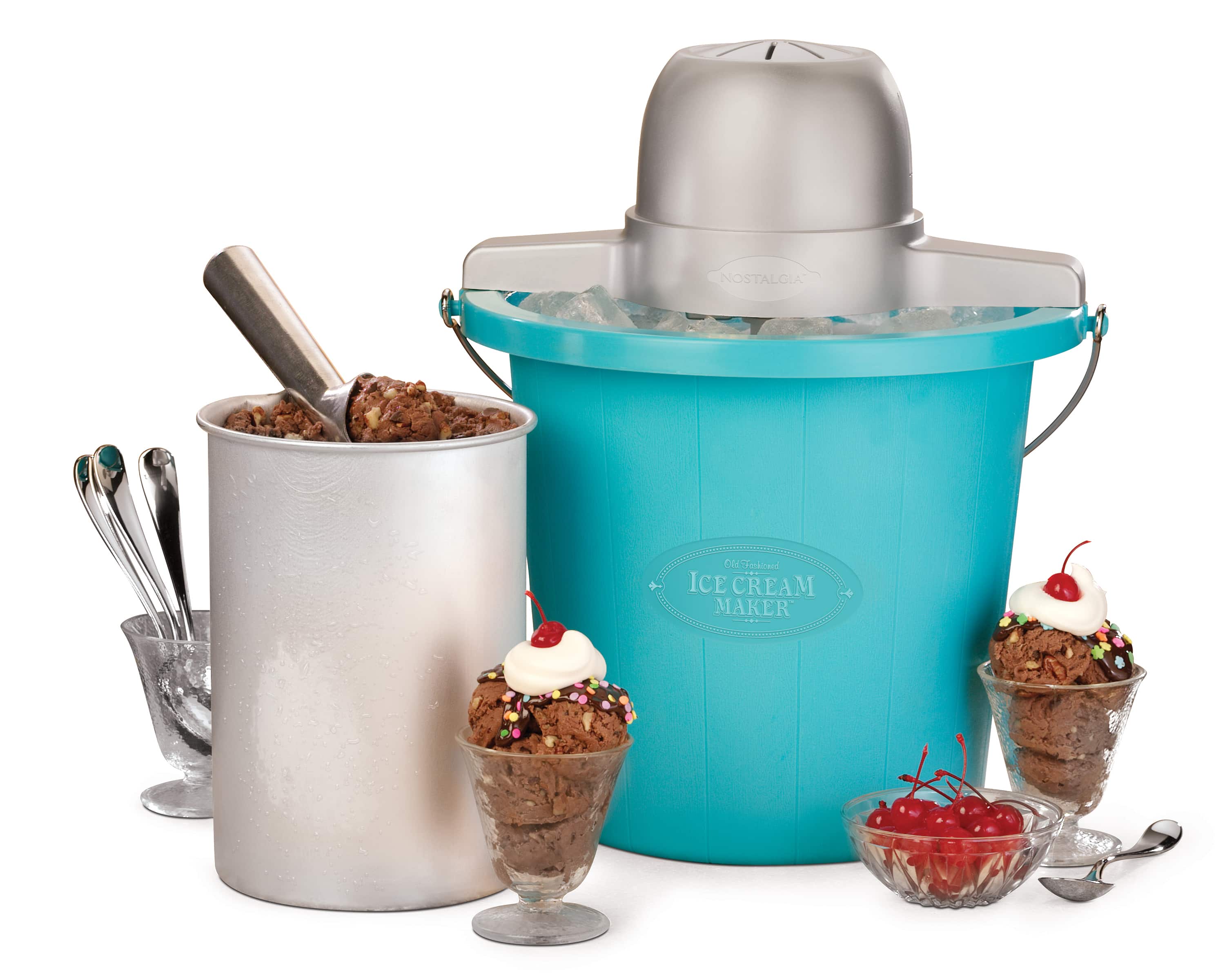 Nostalgia - 4-qt. Electric Ice Cream Maker with Easy-Carry Handle - Blue