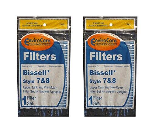 A MUST FOR ALLERGY SUFFERERS!  
942  
EnviroCare TECHNOLOGIES Filters  
Designed to Fit  
Bissell* Style 7&8  
Upper Tank and Pre-Motor Filter Set for Bagless Uprights  
1 Set  

A MUST FOR ALLERGY SUFFERERS!  
942  
EnviroCare TECHNOLOGIES Filters  
Designed to Fit  
Bissell* Style 7&8  
Upper Tank and Pre-Motor Filter Set for Bagless Uprights  
1 Set