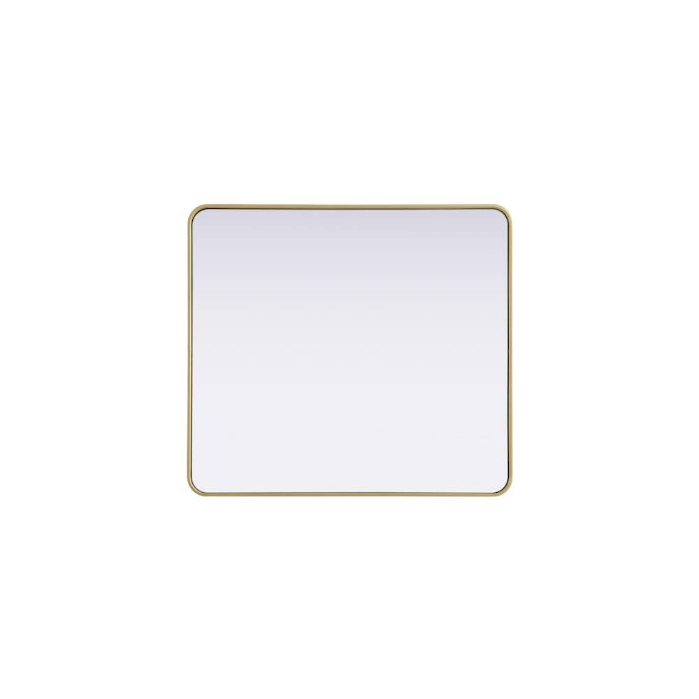 Alt View 4. Elegant Decor - Contour Metal Rectangle Mirror 36x40 in Brass - Brass.