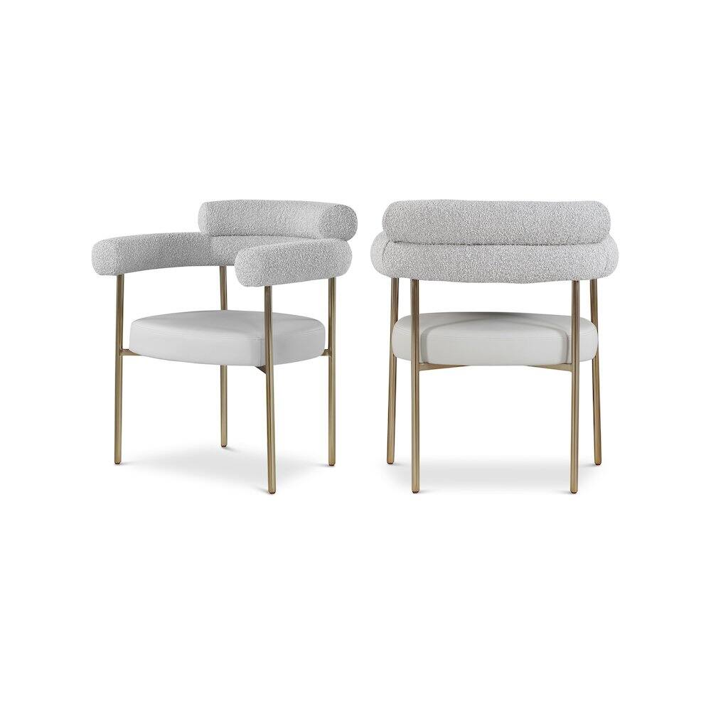 Front. Meridian Furniture - Blake Taupe Vegan Leather / Boucle Fabric Dining Chair, Set of 2 - Brown.