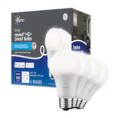 Cync White reveal HD+ Smart Bulbs
Smart Control PLUS the Pure, Clean Light of reveal
Voice & Out-of-Home Control
Exceptional Clarity & Control
Works with Hey Google
Works with Alexa
Brightness: 800 Lumens
Estimated Energy Cost: $1.14 per year
LED A19
Dimmable with app
4 BULBS
Requires pairing