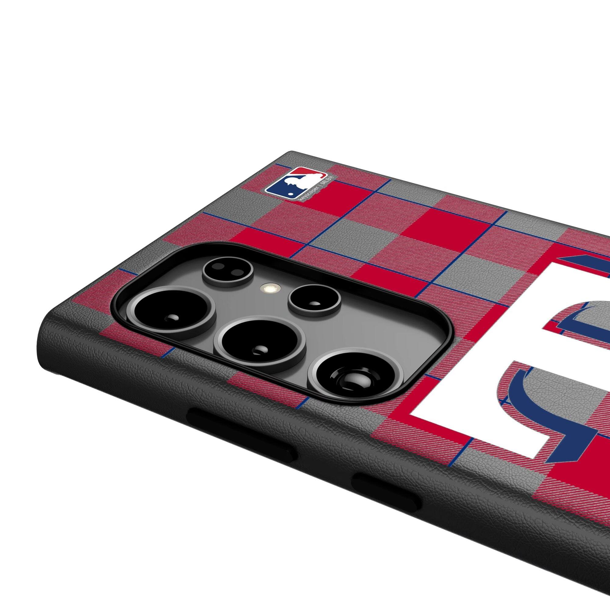 Alt View 3. Keyscaper - Texas Rangers Plaid Galaxy Magnetic Bump Case - S25 - Black.