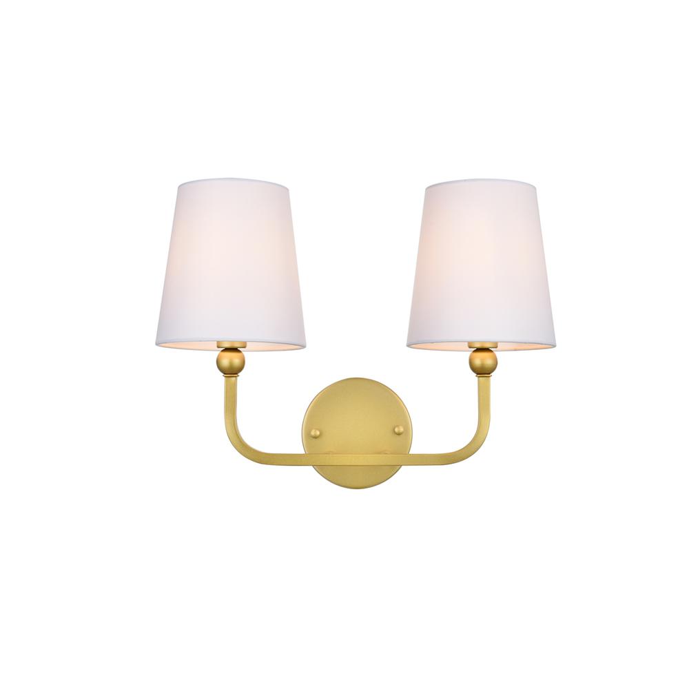 Angle. Living District - Colson 2 light Brass and Clear Bath Sconce - Brass And Clear.