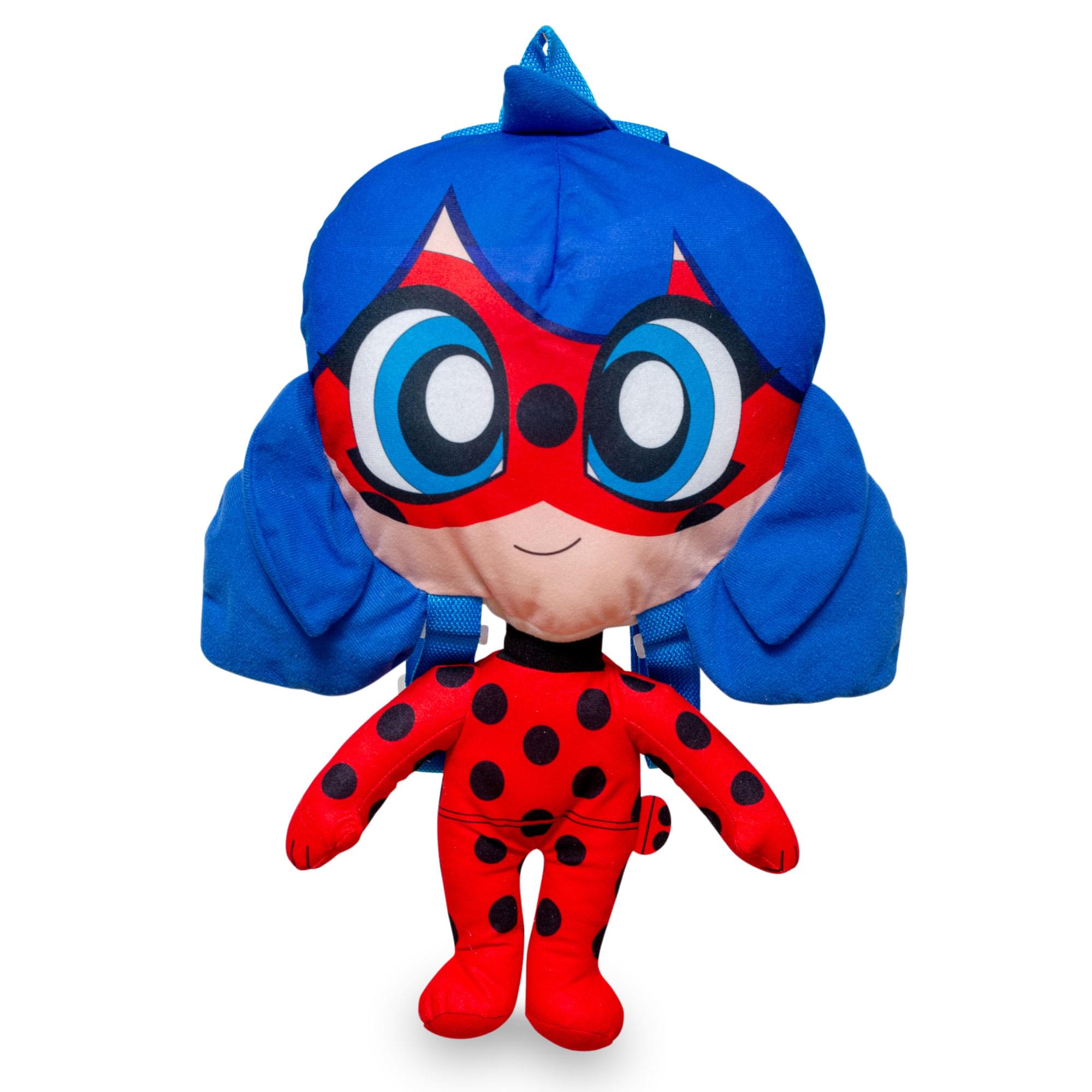 Front. Fast Forward - Miraculous Ladybug 17-Inch Plush Backpack - Red.