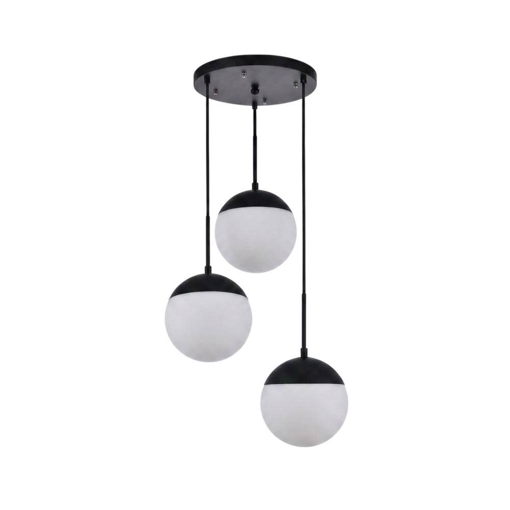 Living District - Eclipse 3 Lights Black Pendant With Frosted White Glass - Black And Frosted White price history on PriceWatchPro