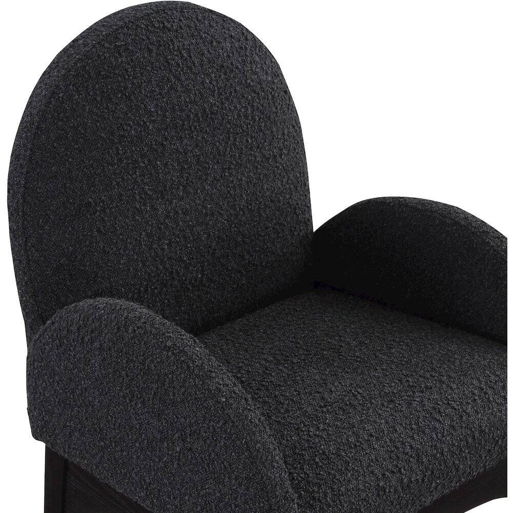 Alt View 4. Meridian Furniture - Waldorf Black Boucle Fabric Dining Chair - Black.
