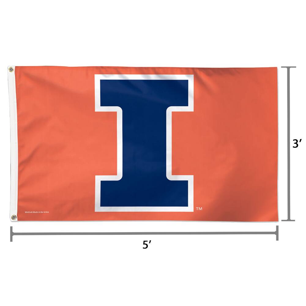 Alt View 1. WinCraft - Illinois Fighting Illini Deluxe 3' x 5' Flag - Multicolor.