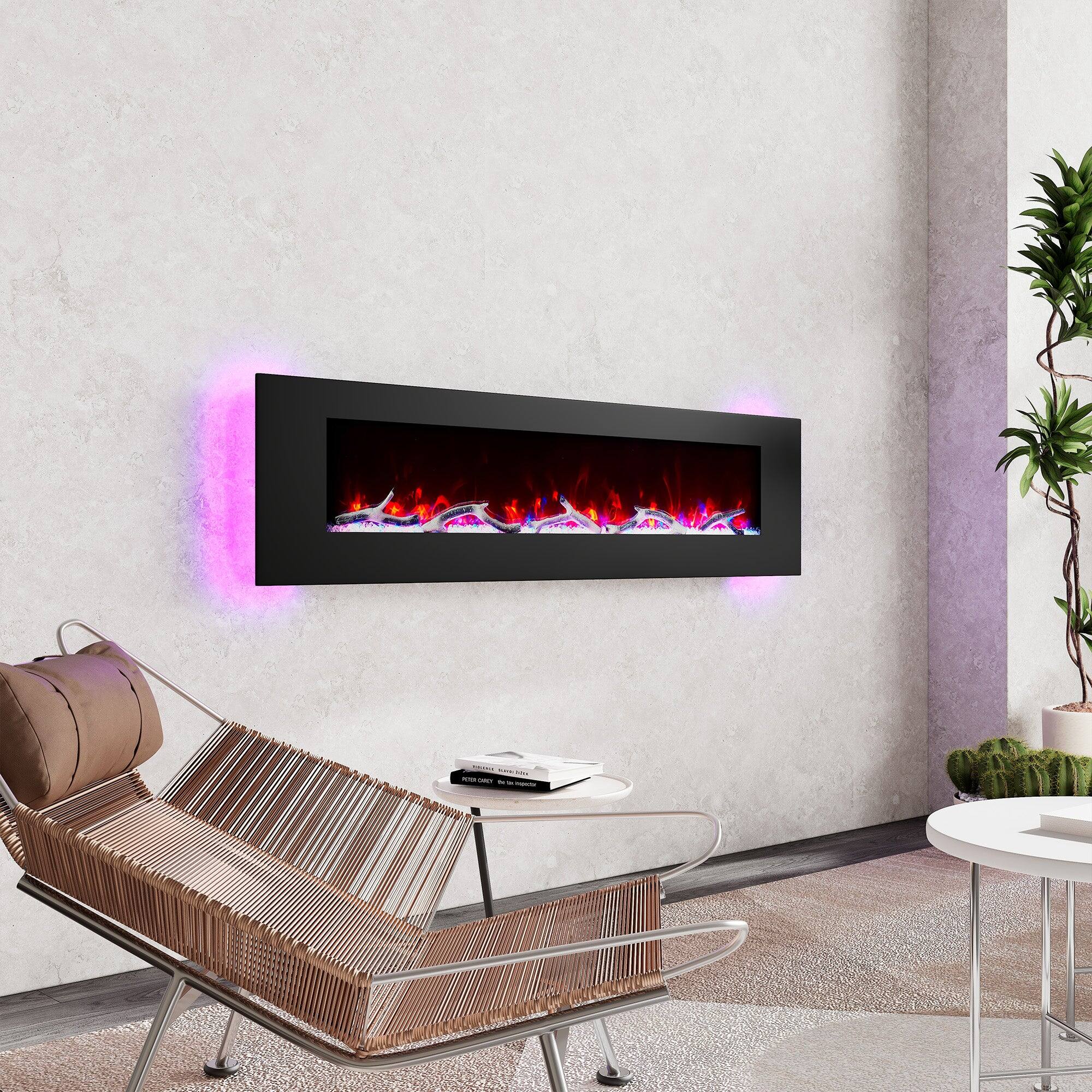 Alt View 5. Boyel Living - 72 in. Wall Mounted Infrared Electric Fireplace with Multi-Color Flame and CSA Certification - Black.