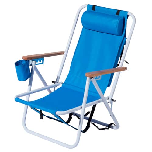 Winado - 31in Backpack Beach Chair Folding Portable Chair, Adjustable Back Solid Construction with Cup Holder for Outdoor Garden - Blue