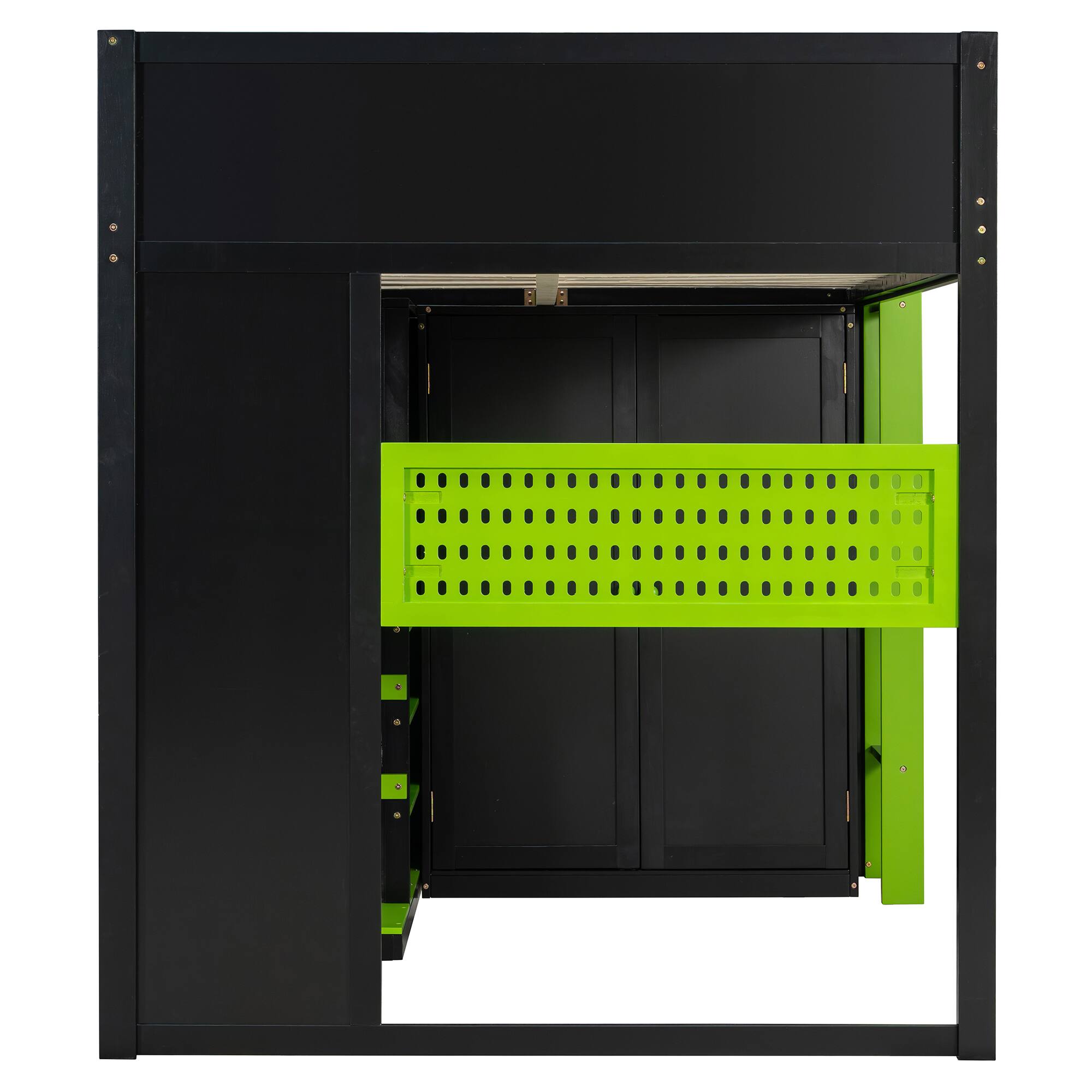 Alt View 2. Anysun - Full Size Wood Loft Bed with Desk, Multi-storage Shelves,USB and RGB Light - Green.