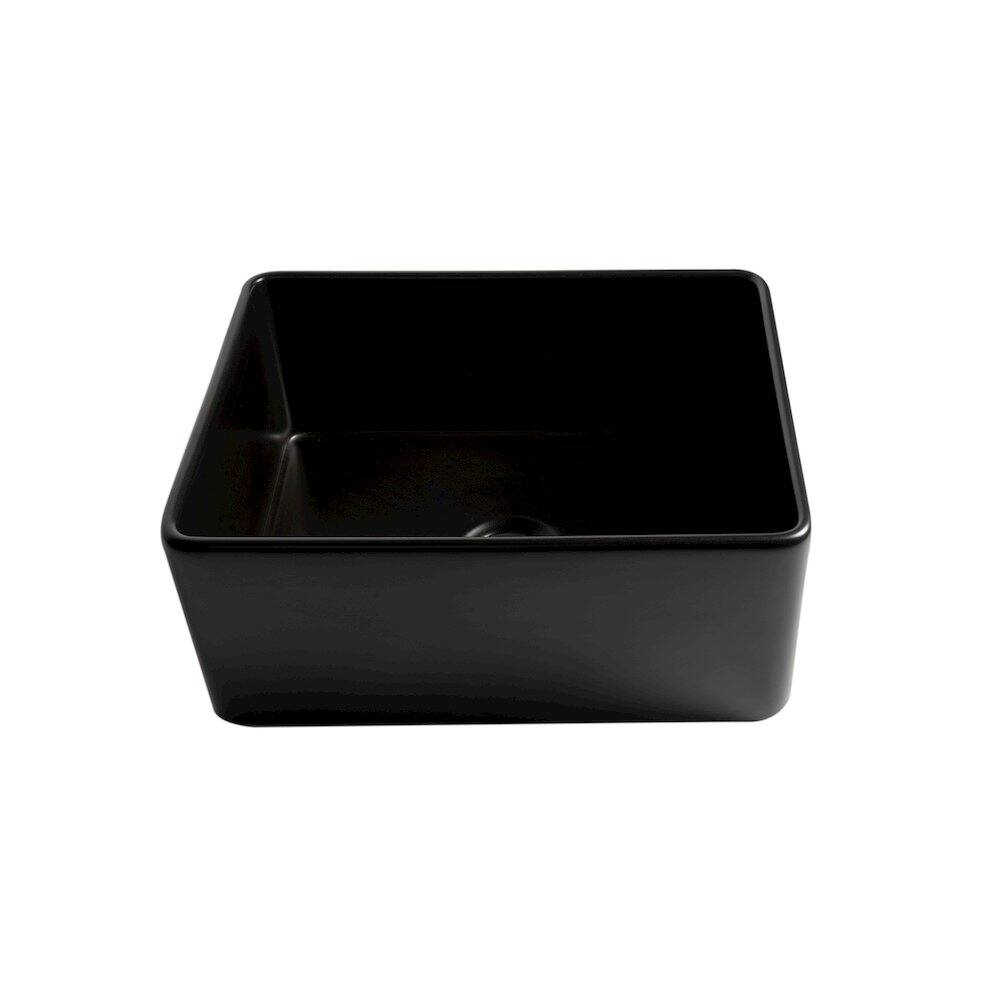 Alt View 3. Alfi - ALFI brand Black Matte Smooth Apron 24 x 18 Single Bowl Fireclay Farm Sink - Black.
