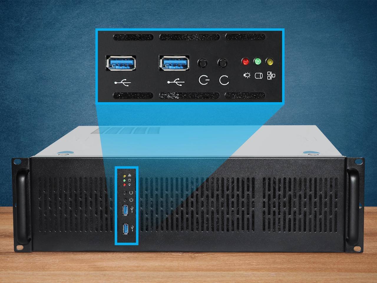 Alt View 3. Rosewill - Rosewill 3U Rackmount Case | 6x3.5" Bays | ATX | 2x80mm Fans | 2xUSB 3.0 | Silver/Black - RSV-Z3100U - Silver/Black.