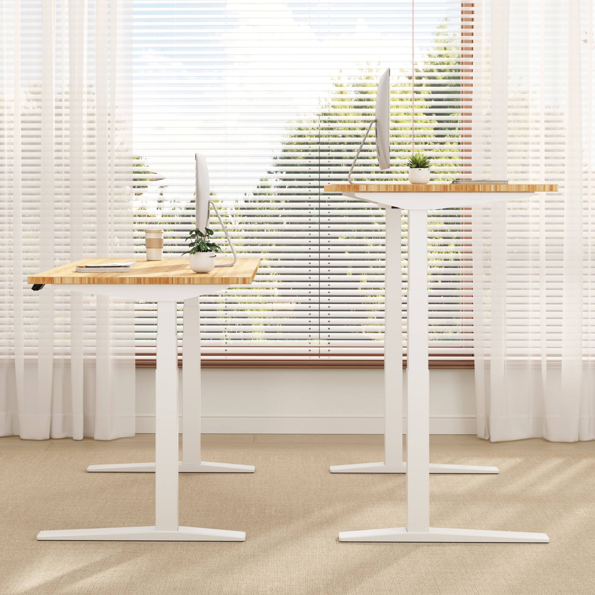 Alt View 1. FlexiSpot - FlexiSpot E7Pro 48''W Electric Adjustable Standing Desk, Bamboo/White - Bamboo.