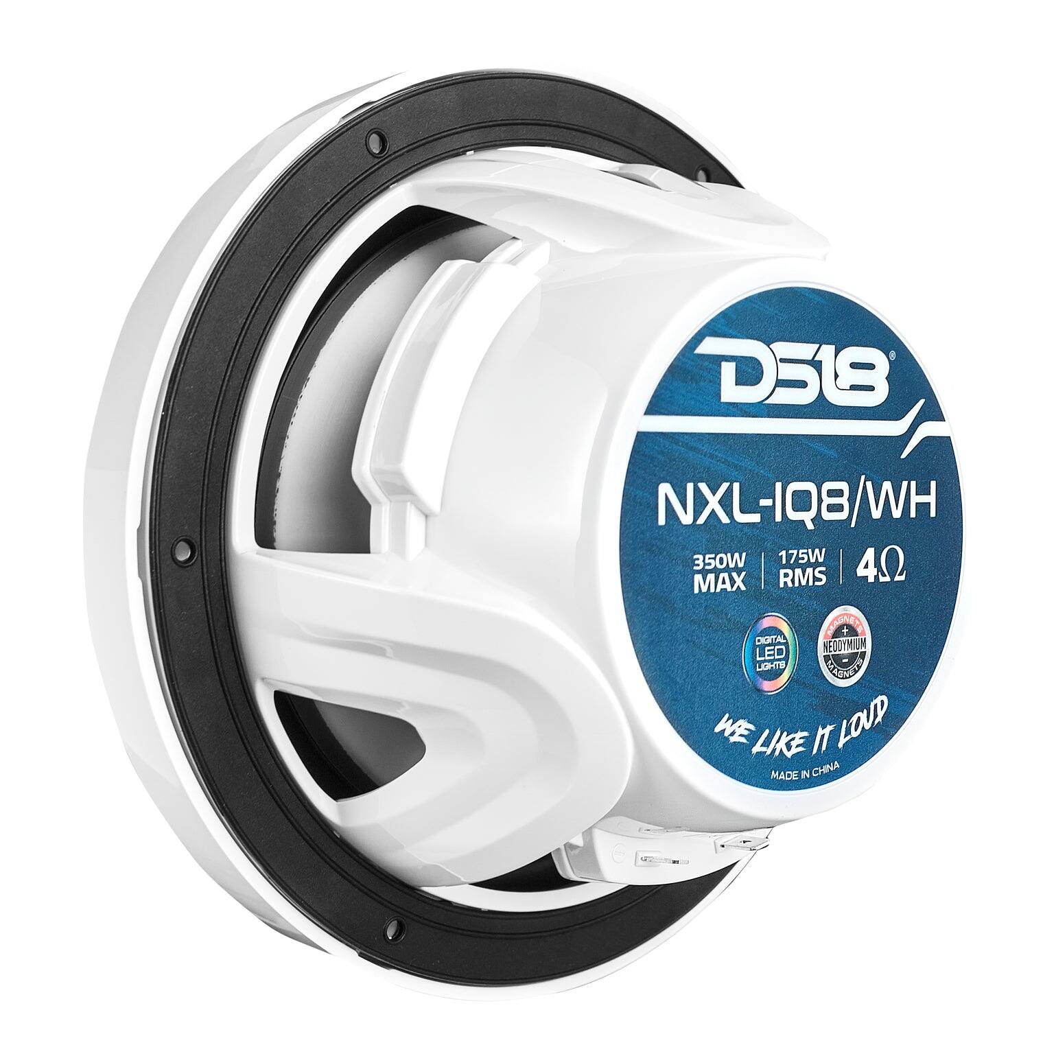 D518 NXL-IQ8/WH  
350W 175W 4Ω MAX RMS  
DIGITAL NEODYMIUM LED LIGHTS  
WE LIKE IT LOUD  
MADE IN CHINA