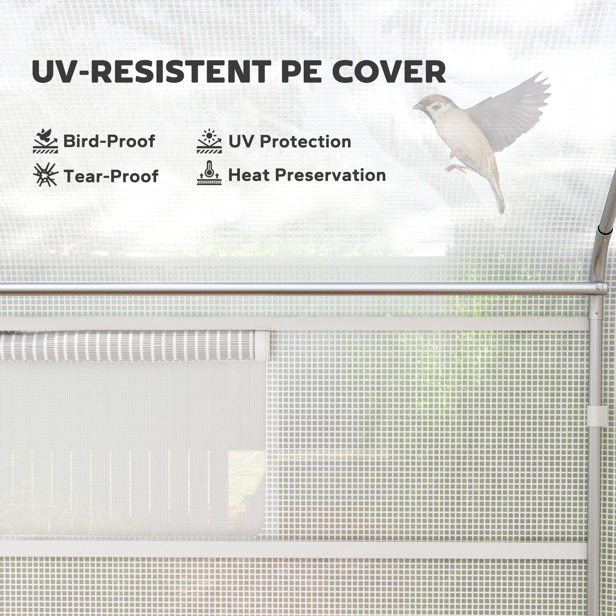 UV-Resistant PE Cover

- Bird-Proof
- Tear-Proof
- UV Protection
- Heat Preservation