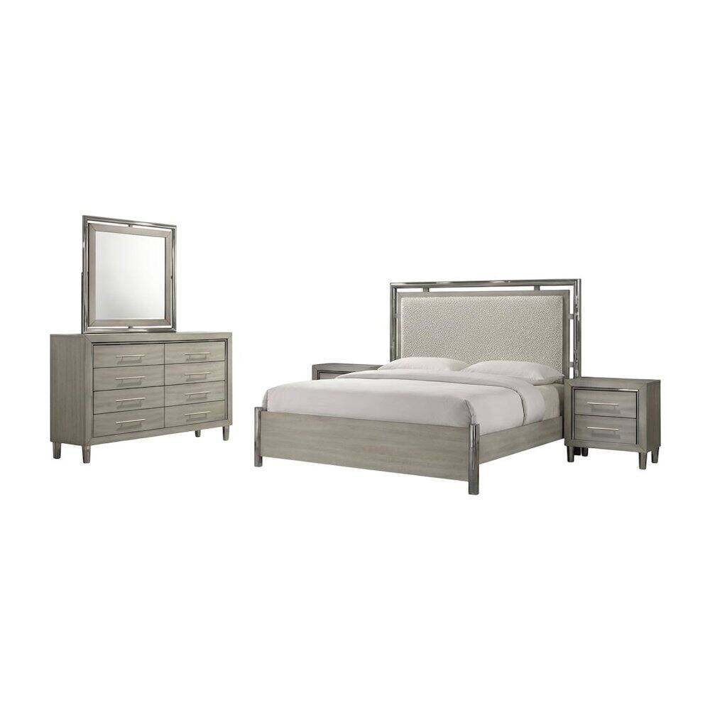 Front. New Classic Furniture - Lennox 5Pc Wood Bedroom Set w 2-Nightstand in Gray - Gray.