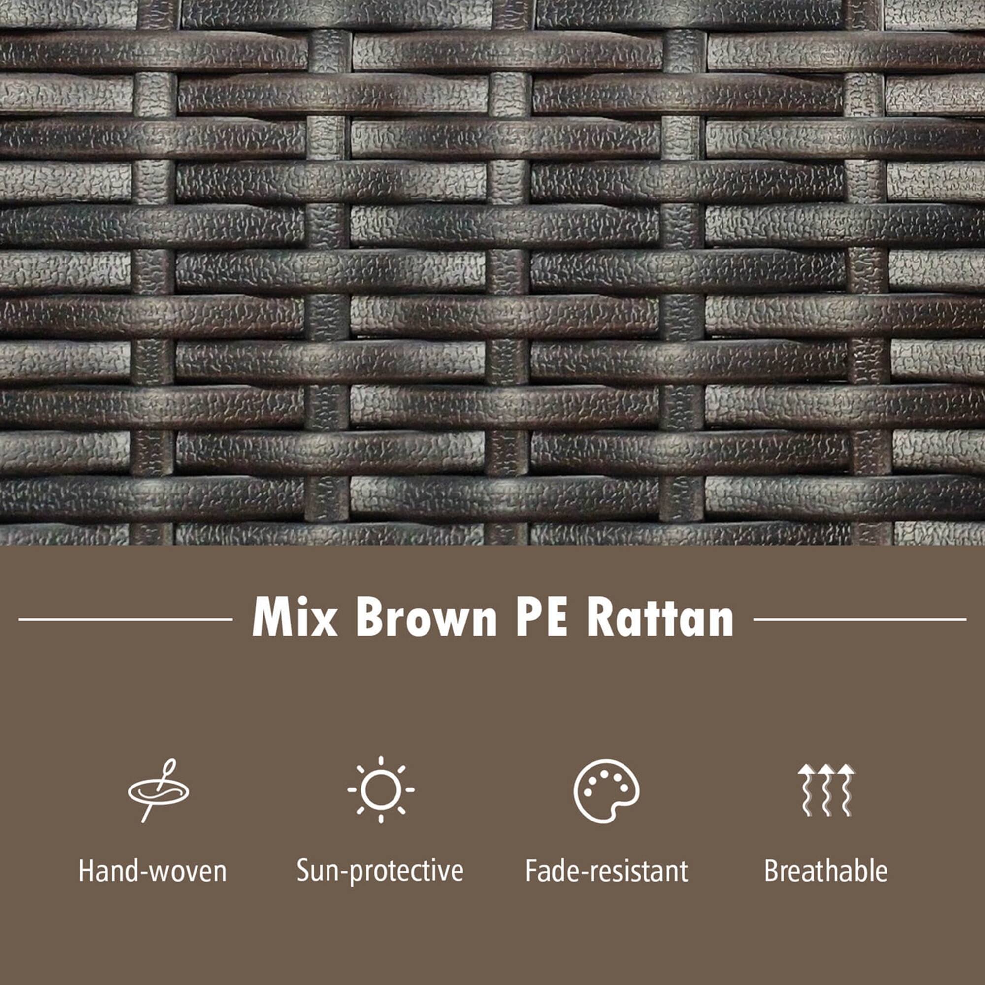 Mix Brown PE Rattan Hand-woven Sun-protective Fade-resistant Breathable