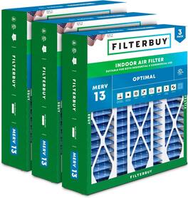 Filterbuy - 20x25.25x3.5 MERV 13 Smoke & Allergy Defense, Pleated HVAC AC Furnace Air Filters Replacement for AprilAire (3-Pack) - Blue