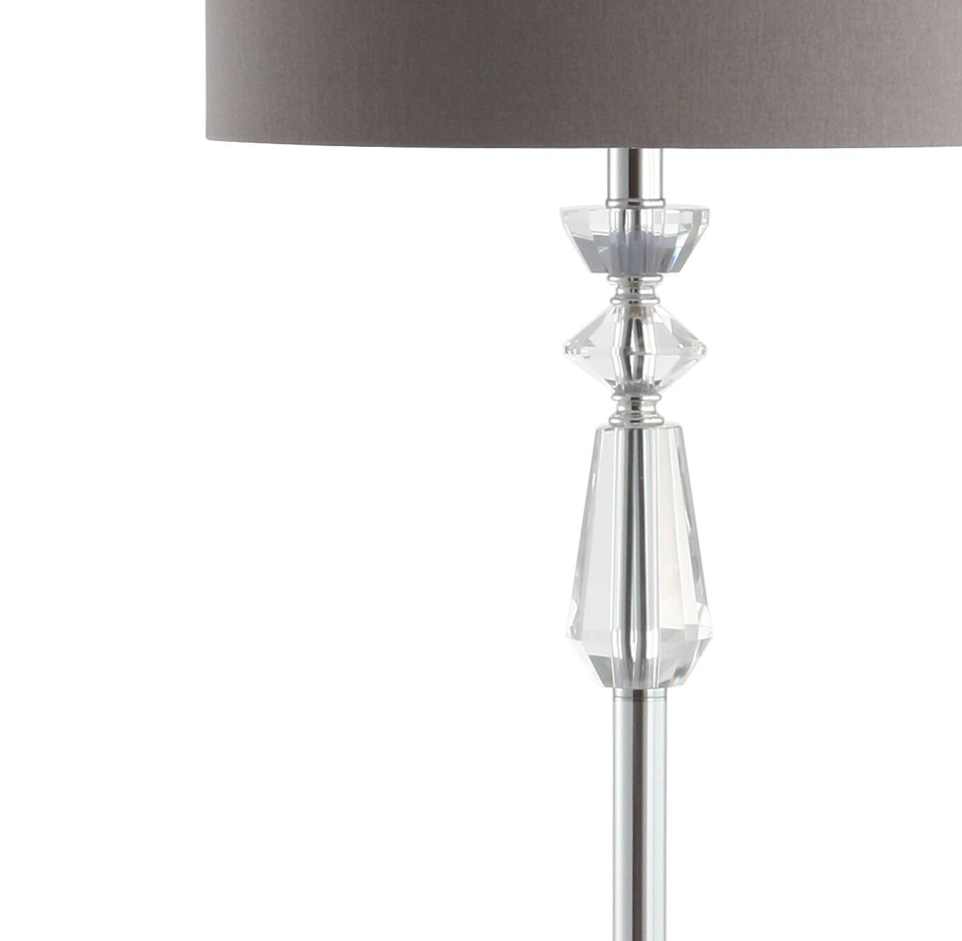 Alt View 4. Jonathan Y - Layla 59.5" Crystal / Metal LED Floor Lamp, Clear/Chrome With Gray Shade - Clear/Chrome.