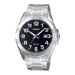 Casio - Men’s Black Dial Analog Watch with Stainless Steel Bracelet - MTP-1308D-1BV - Silver