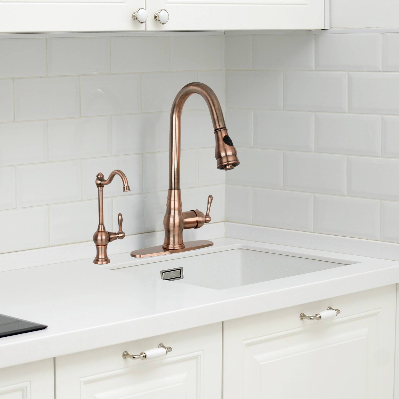Alt View 3. Akicon - Akicon One-Handle Solid Brass Kitchen Drinking Water Filter Faucet in Antique Copper - Antique Copper.